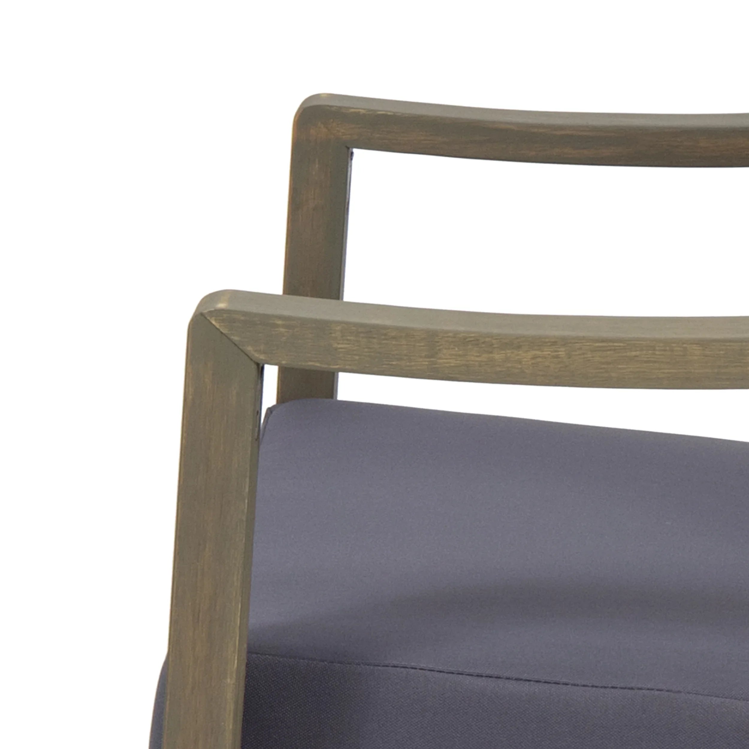 GDF Studio Johnlucas Outdoor Acacia Wood 4 Seater Chat Set with Cushions, Gray and Dark Gray