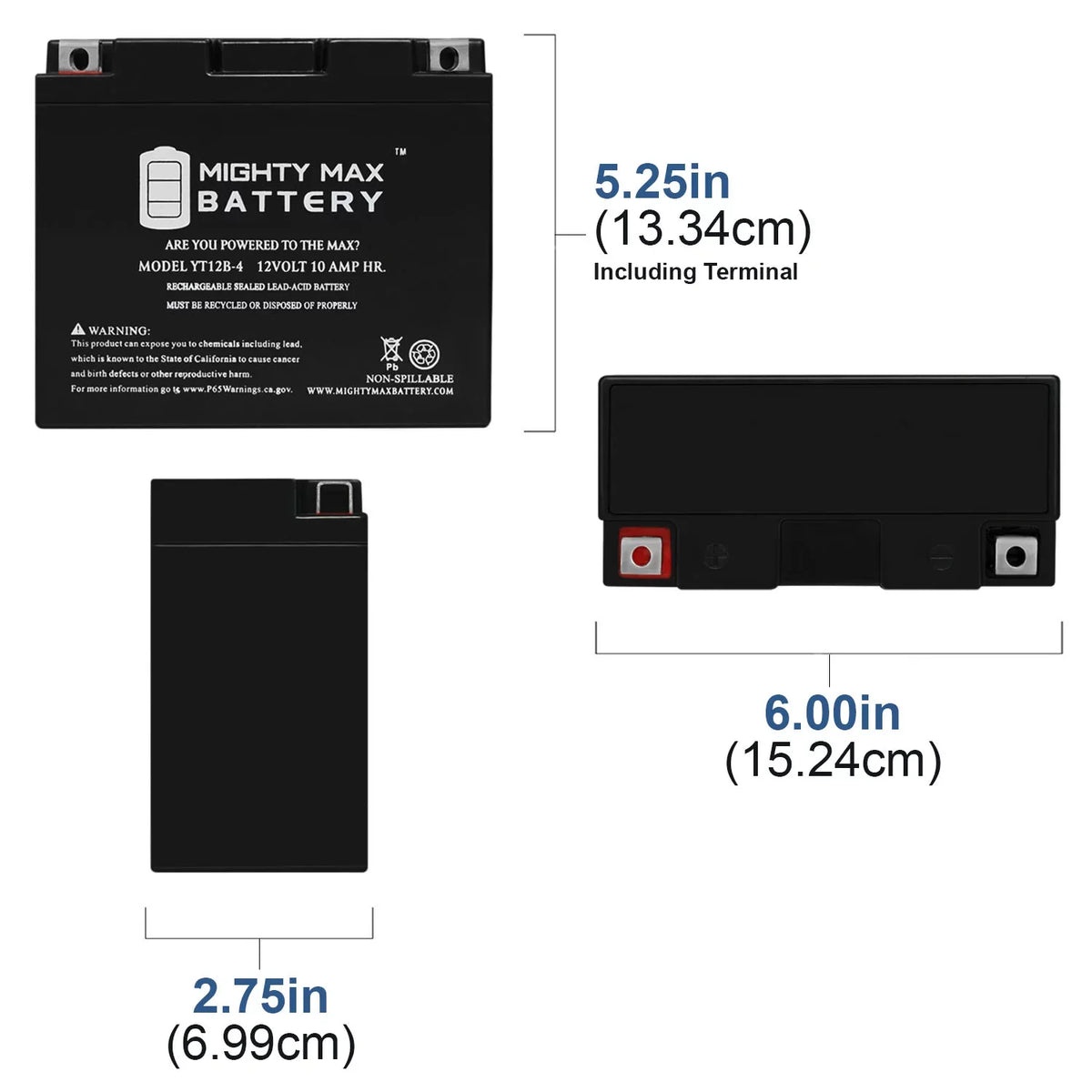 YT12B-4 12V 10Ah Replacement Energy Source compatible with Adventure Power UT12B-4 - 8 Pack