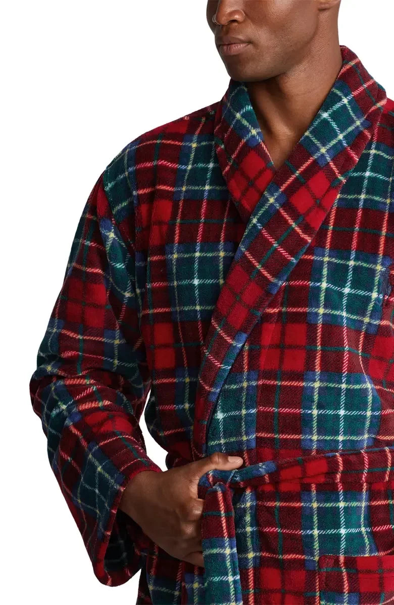 Polo Ralph Lauren TARTAN PLAID Men's Plaid Microfleece Robe, US Small