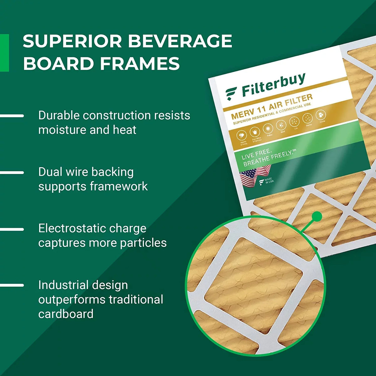 Filterbuy 14x30x1 MERV 11 Pleated HVAC AC Furnace Air Filters (6-Pack)