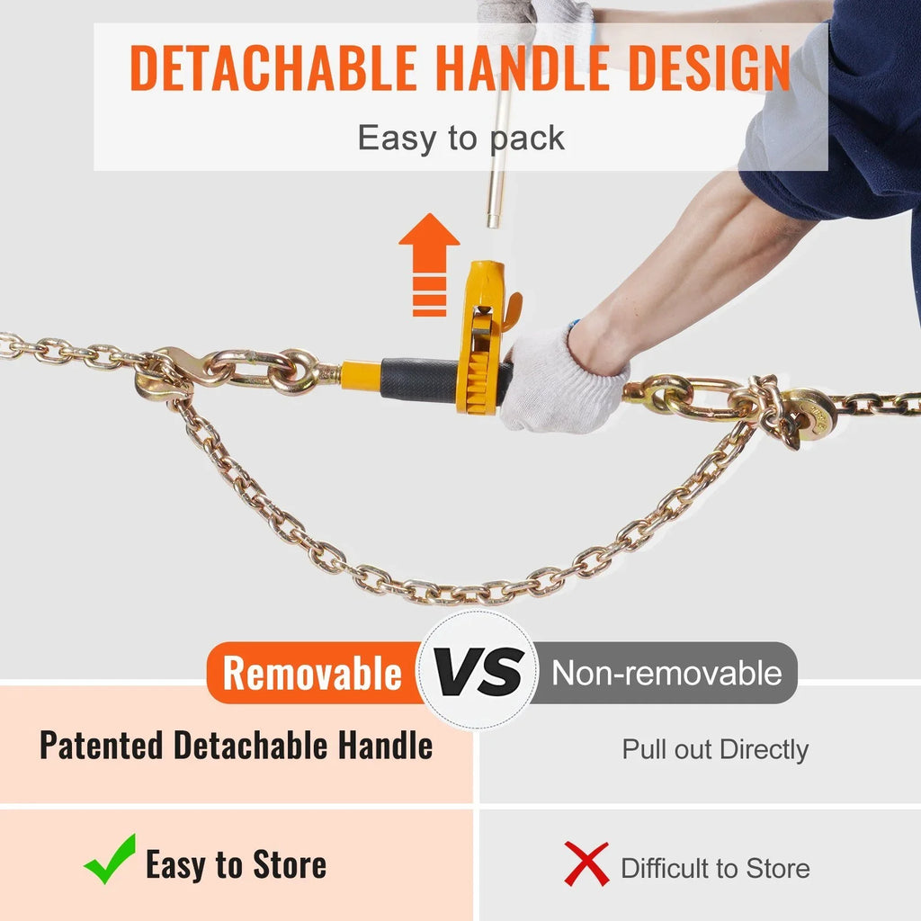 VEVOR Ratchet Chain Binder, 38"-12" Heavy Duty Load Binders, with G80 Hooks 12000 lbs Secure Load Limit, Labor-saving Anti-skid Handle, Tie Down Hauling Chain Binders for Flatbed Truck Trailer, 4 Pc