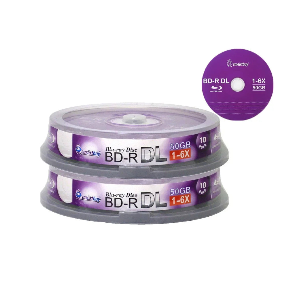 Smart Buy 20-Disc 50GB 6x Blu-ray BD-R Dl Layer Double Layer Logo Top Surface Blank Data Video Recordable Media Disc