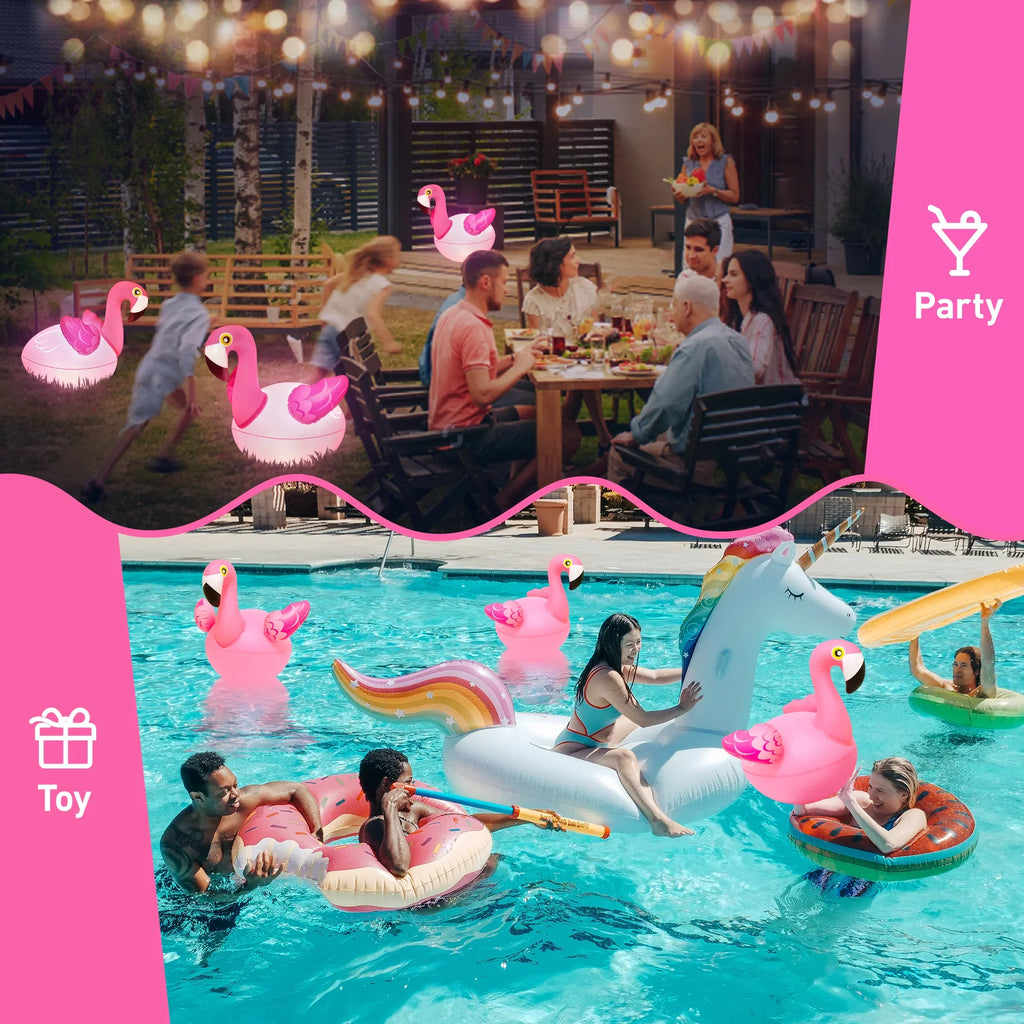 Floating Pool Lights 2PCS, Solar Flamingo Pool Lights for Inground Pools Waterproof, Glow in The Dark Light Up Swimming Pool Accessories, Solar Floating Lights for Pool Flamingo Party Decor