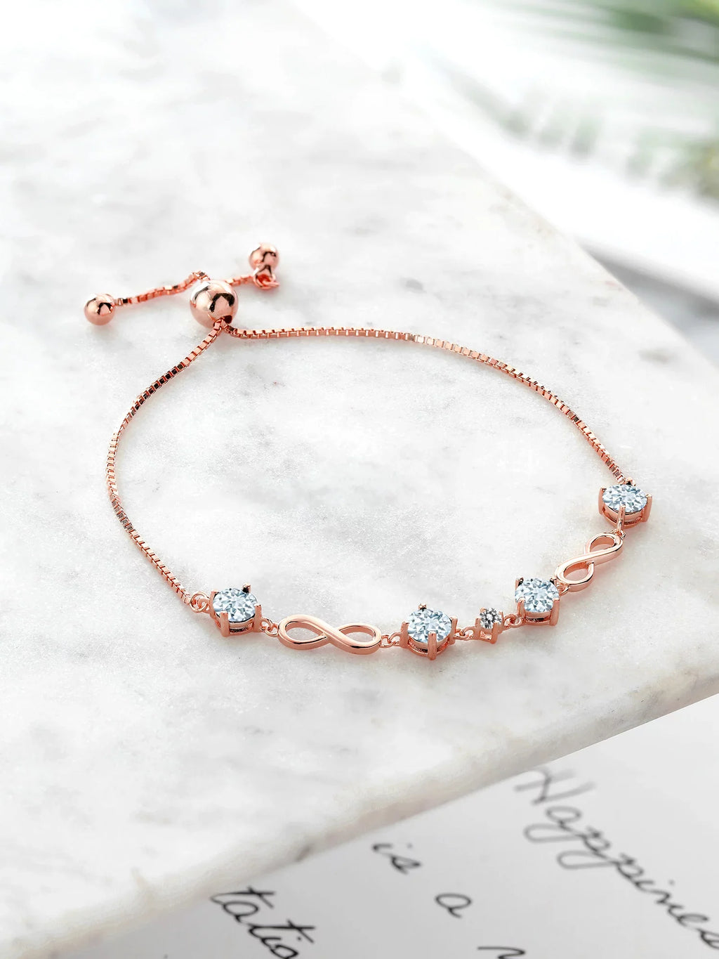 Gem Stone King 925 Sterling Silver Sky Blue Aquamarine and White Diamond Tennis Bracelet For Women (2.07 Cttw, Round 5MM, Gemstone Birthstone, Fully Adjustable Up to 9 inch)