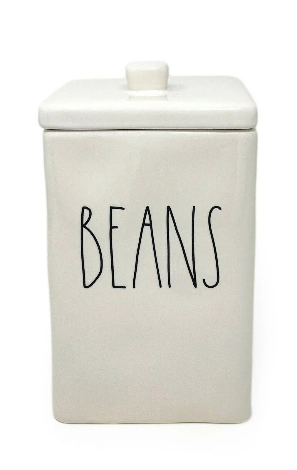 Rae Dunn by Magenta BEANS LL Letter Storage Square Canister with Lid