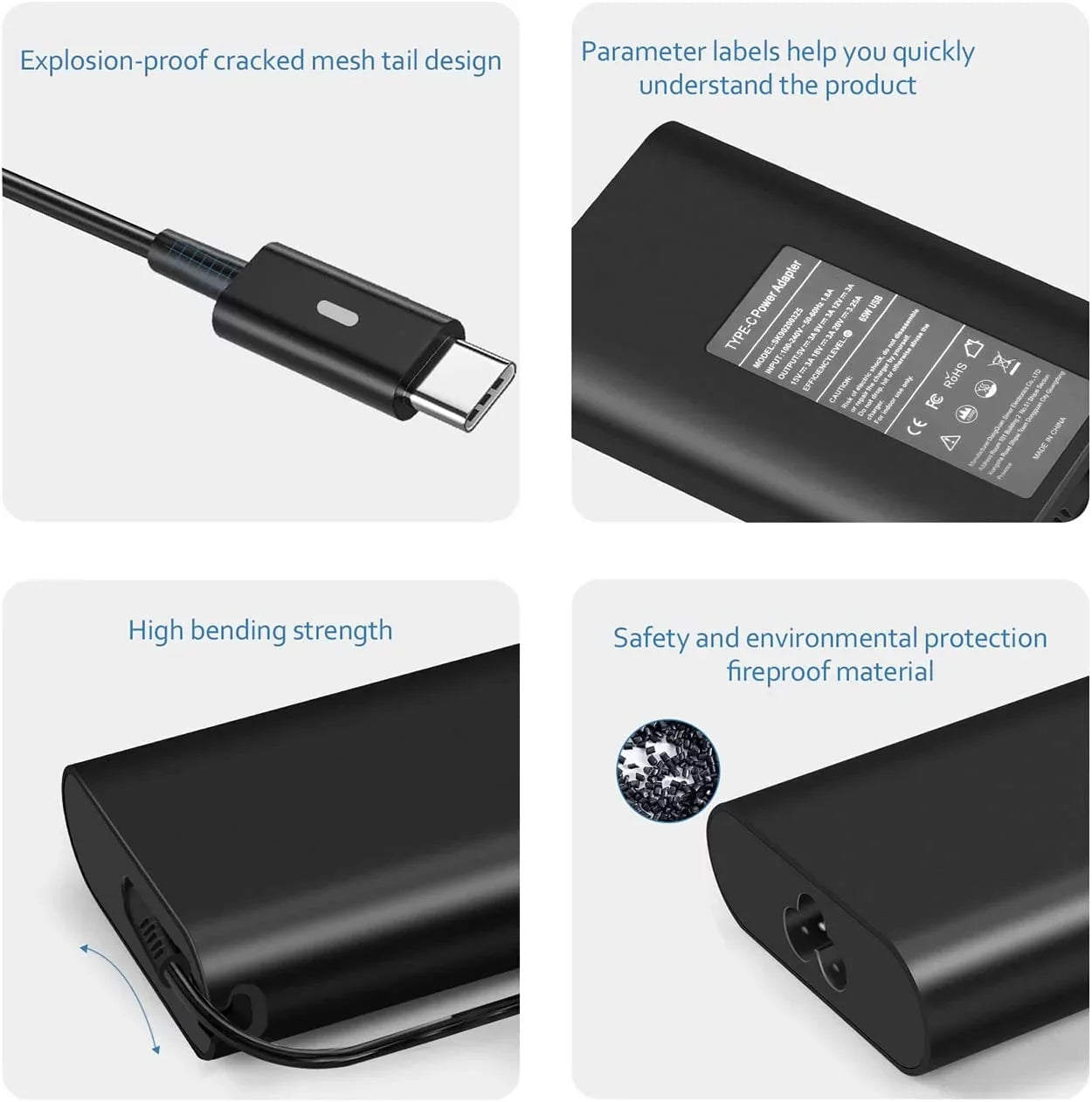 65W USB C Type C Adapter Charger for 5520 5420 5290 5285 5179 5480 5400 5310 5320 7420 7410 7370