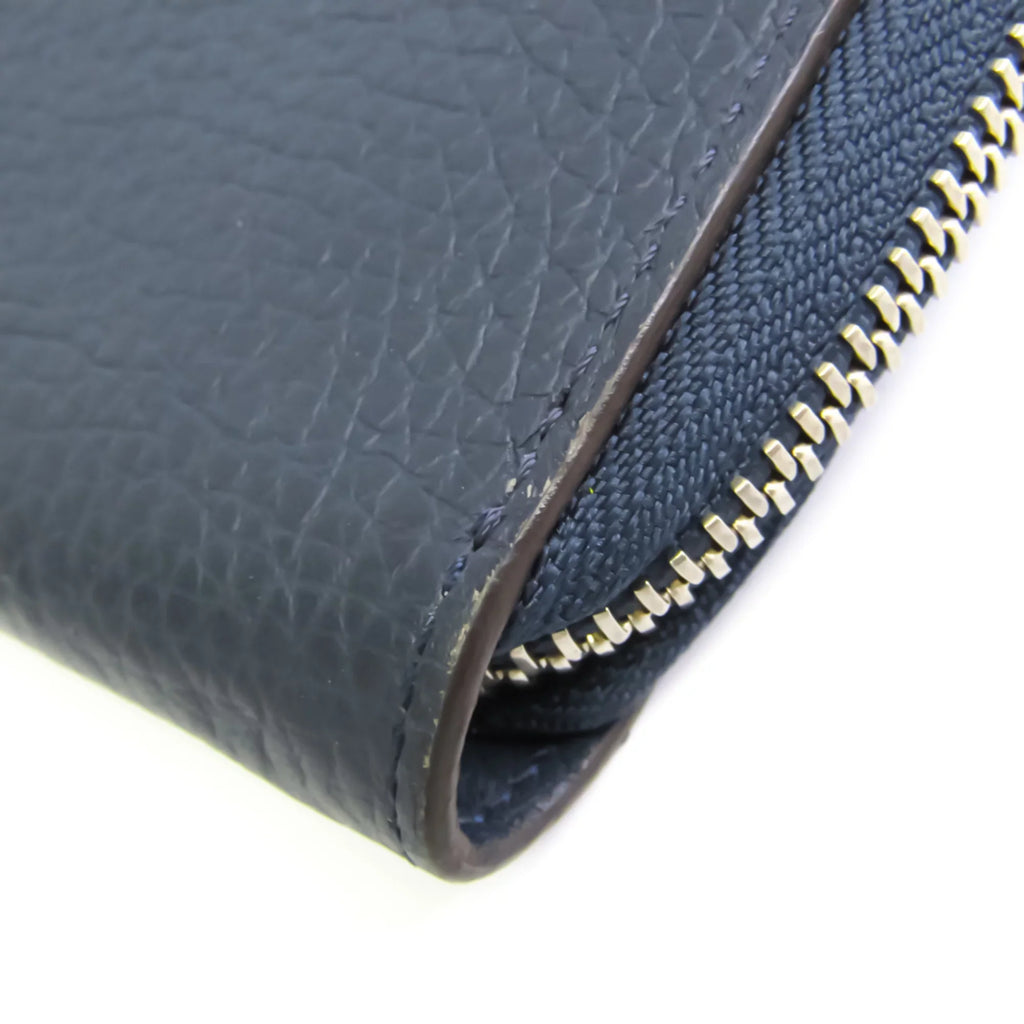 Pre-Owned Louis Vuitton Taurillon Zippy Wallet Vertical M58823 Unisex Taurillon Leather Long Wallet (bi-fold) Navy (Good)