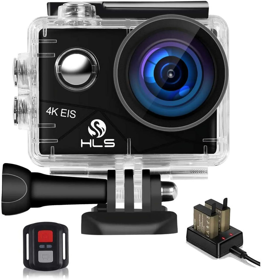 Video Action Camera 4K with Wide Angle Lens HD WiFi Underwater Camera with Waterproof Case Remote Outdoor Sports Camera for Vlog with Accessories Mount Kit Energy Source Charger