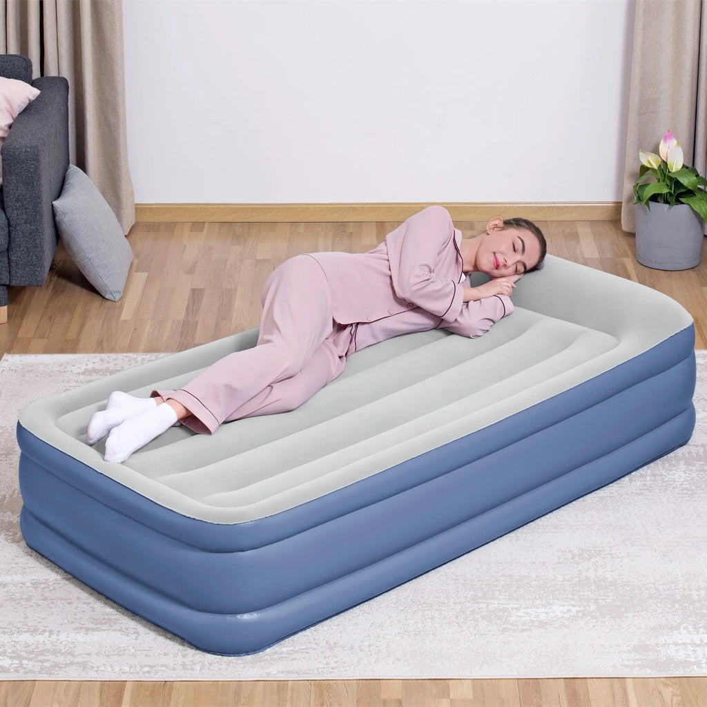 Bestway Tritech Air Mattress Twin 18” with Built-in AC Pump and Antimicrobial Coating