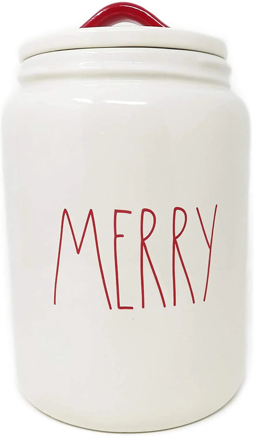 Rae Dunn By Magenta MERRY Storage LL Large Canister With Red Letters