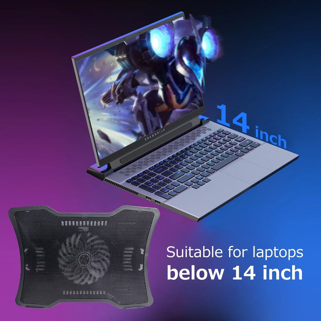 Carevas Portable Cooler Cooling Base Single Fan Design Low Noise Two USB Ports Support s Below 14 inch