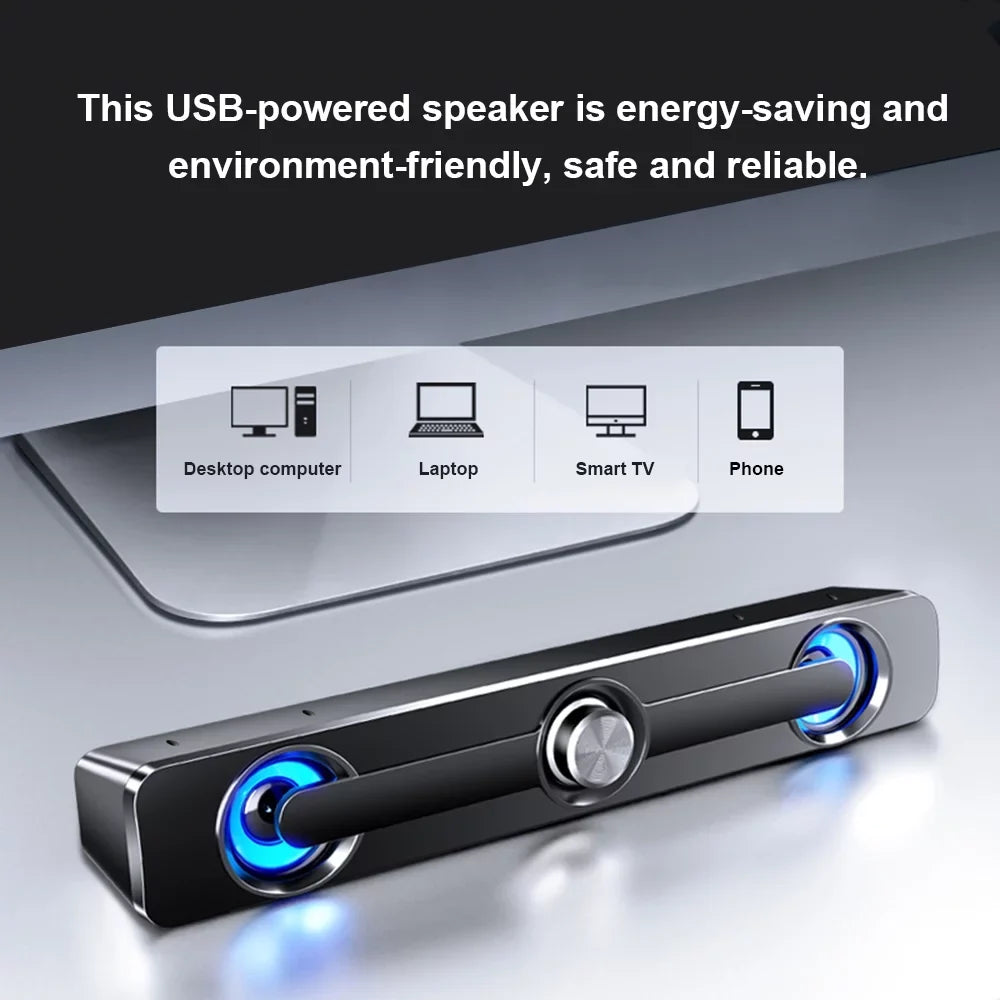Radirus V-111 Computer Speaker, USB Wired Powerful Bar Stereo Subwoofer Bass Speaker, Surround Sound Box for PC Phone Tablet MP3 MP4, Audio Equipment for Home Theater-Like Audio Quality