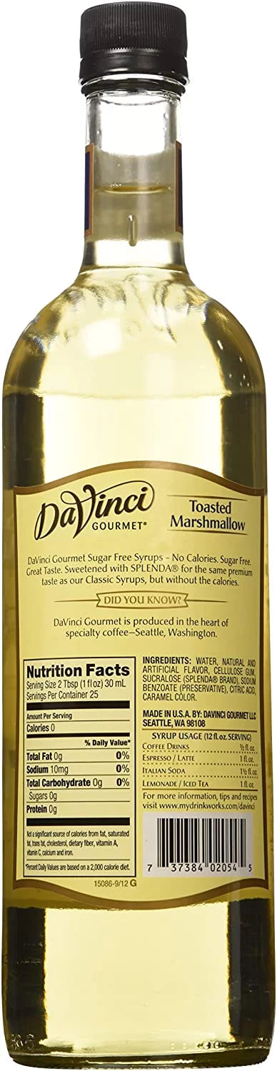 Da Vinci SUGAR FREE Toasted Marshmallow Syrup 750mL