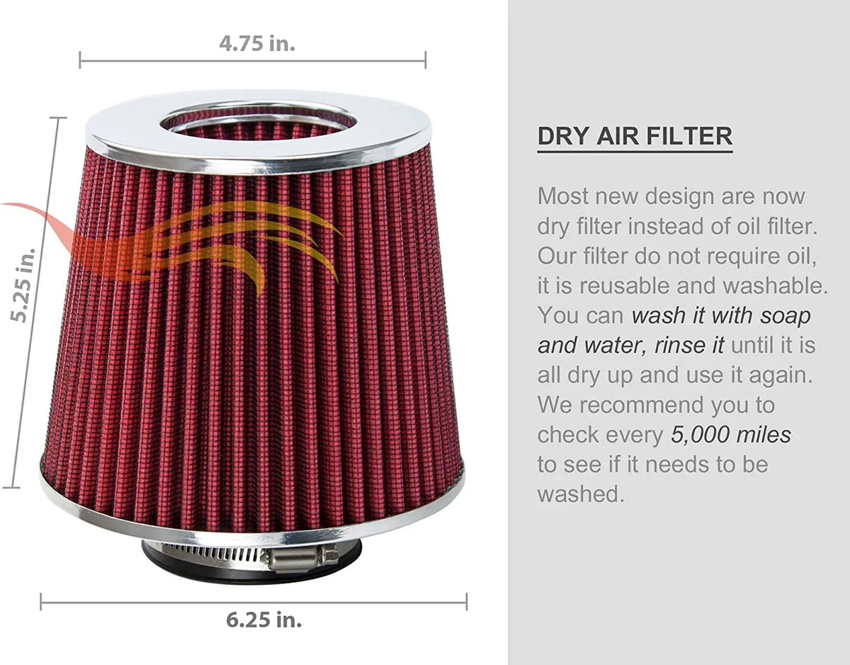Rtunes Racing Short Random Access Memory Air Intake Kit + Filter Combo RED For 05-10 Chevy Cobalt/Chevy Cobalt SS 2.4L L4