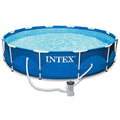 Intex 12 Ft x 30 Inches Metal Random Access Memory Set Above Ground Swimming Pool with Filter & Cover