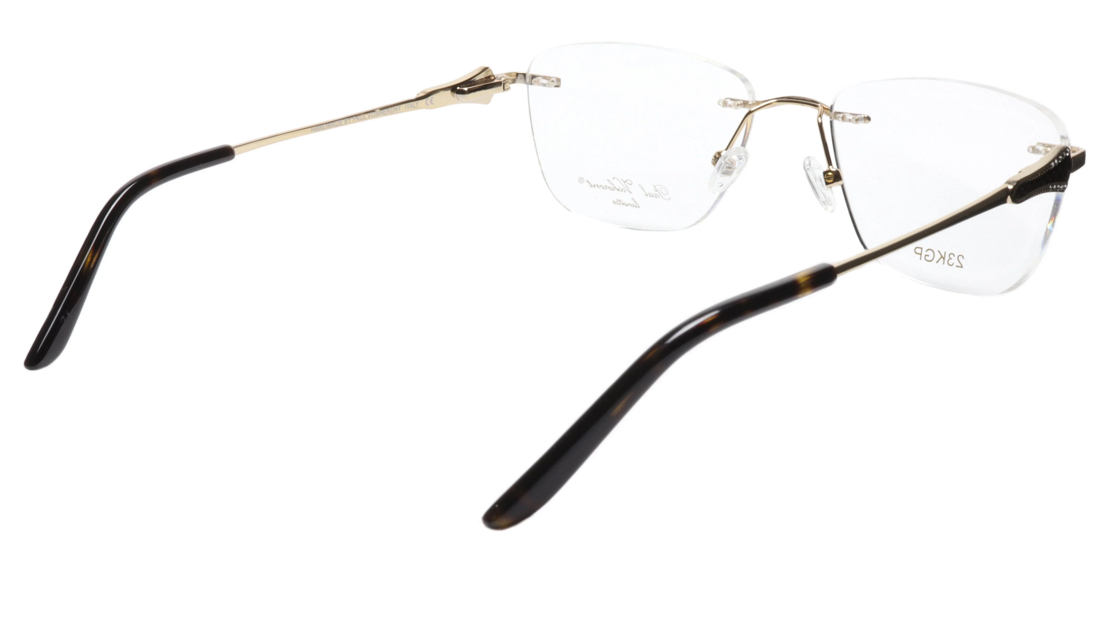 Paul Vosheront Tapered Square Gold & Black Acetate Optical Random Access Memory 52-18-135 37