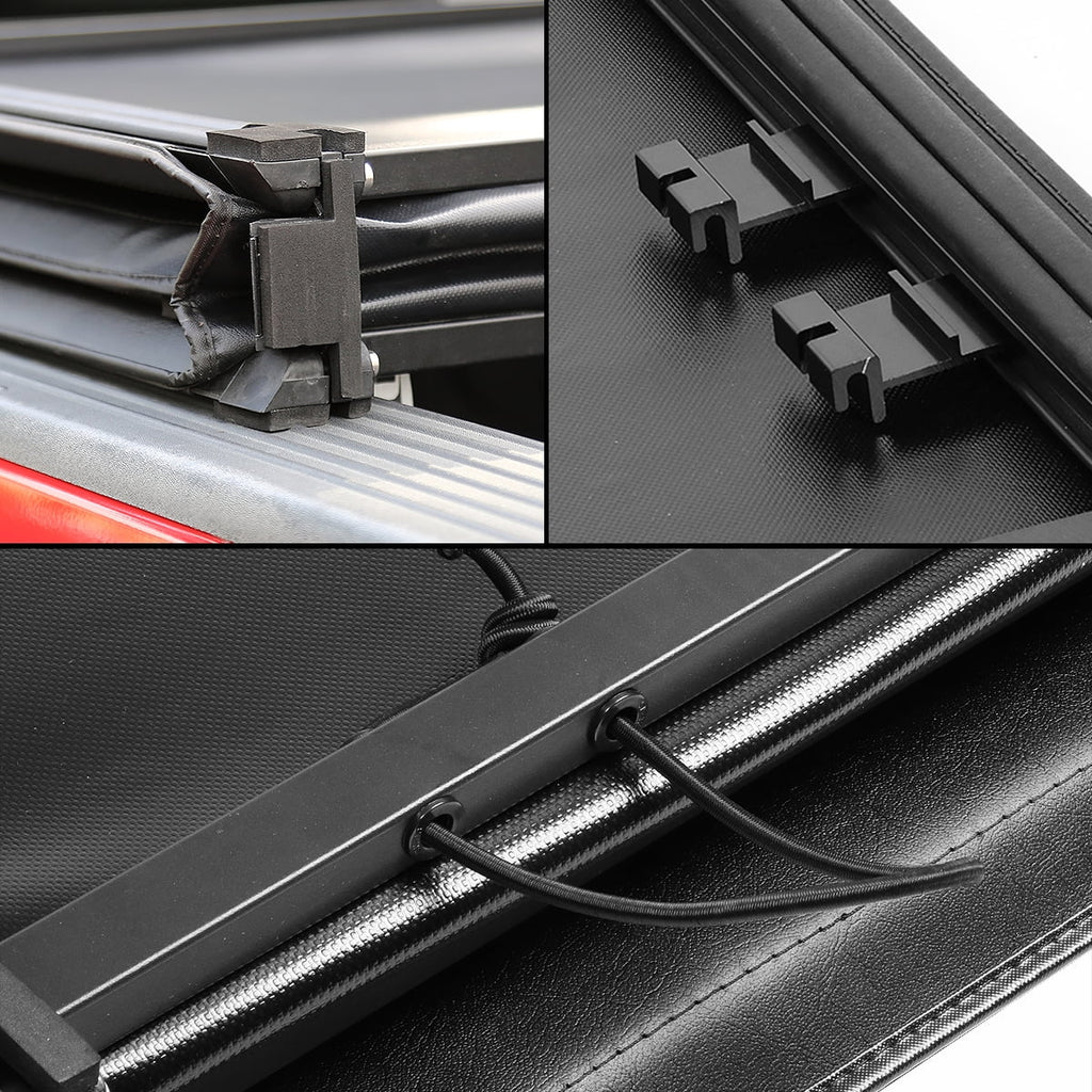 DNA Motoring TTC-TRISOFT-018 For 2009 to 2021 Random Access Memory Truck 1500 5.7' Bed Fleetside Tri -Fold Adjustable Soft Top Trunk Tonneau Cover