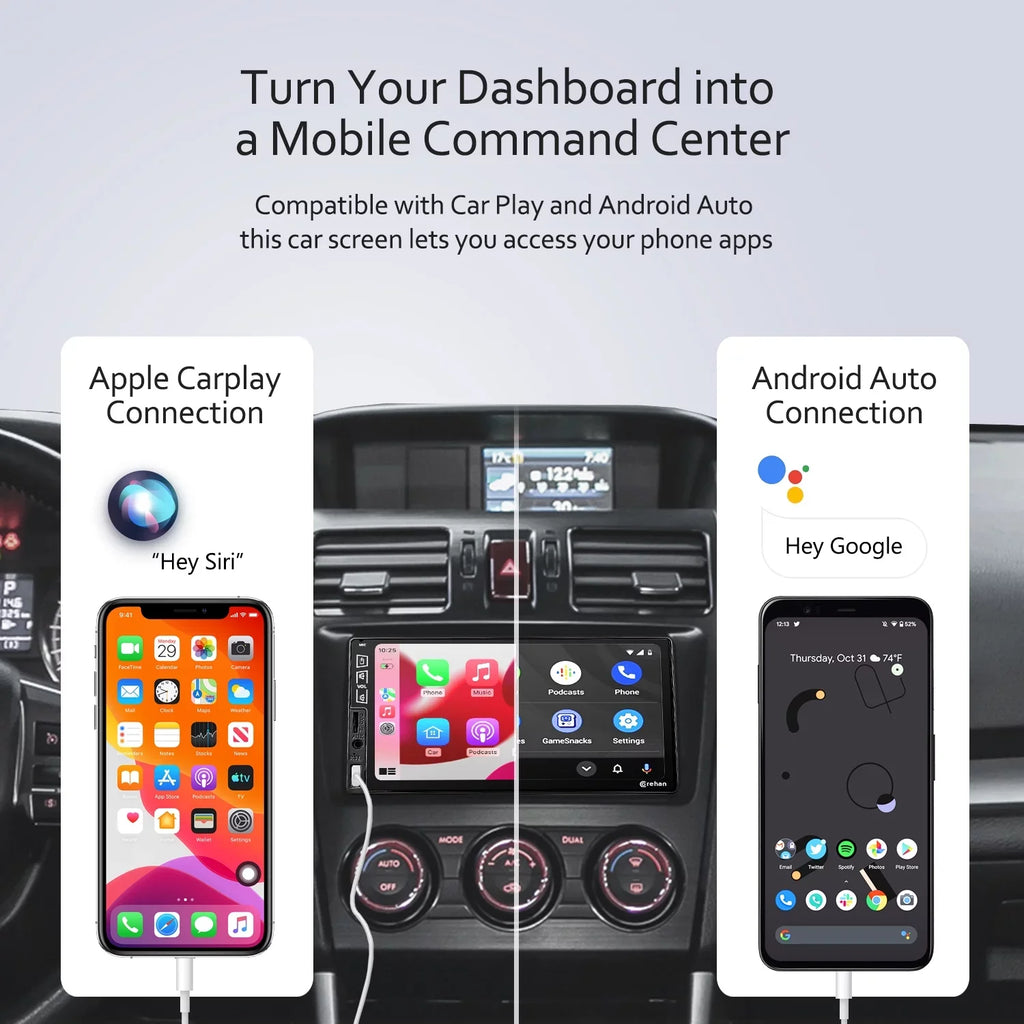 Double Din Car Stereo Bluetooth - Processor 7 Inch IPS Touch Display Car Radio Multimedia Player with Complimentary Backup Camera Compatiable with Apple Carplay, Android Auto, Mirror Link