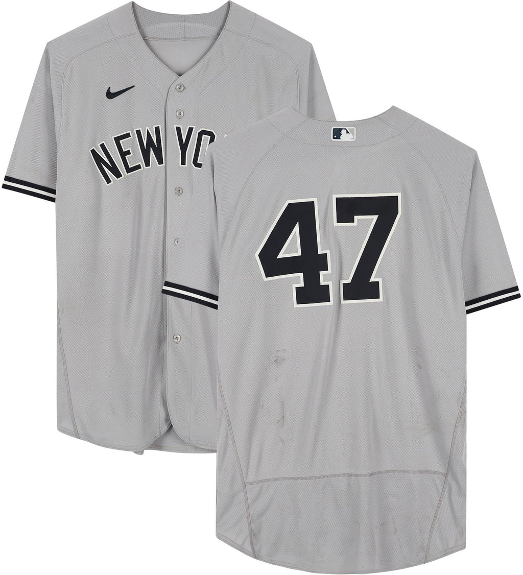 Frankie Montas New York Yankees Previously owned #47 Gray Jersey vs. Los Angeles Angels on August 29, 2022 - Fanatics Authentic Certified