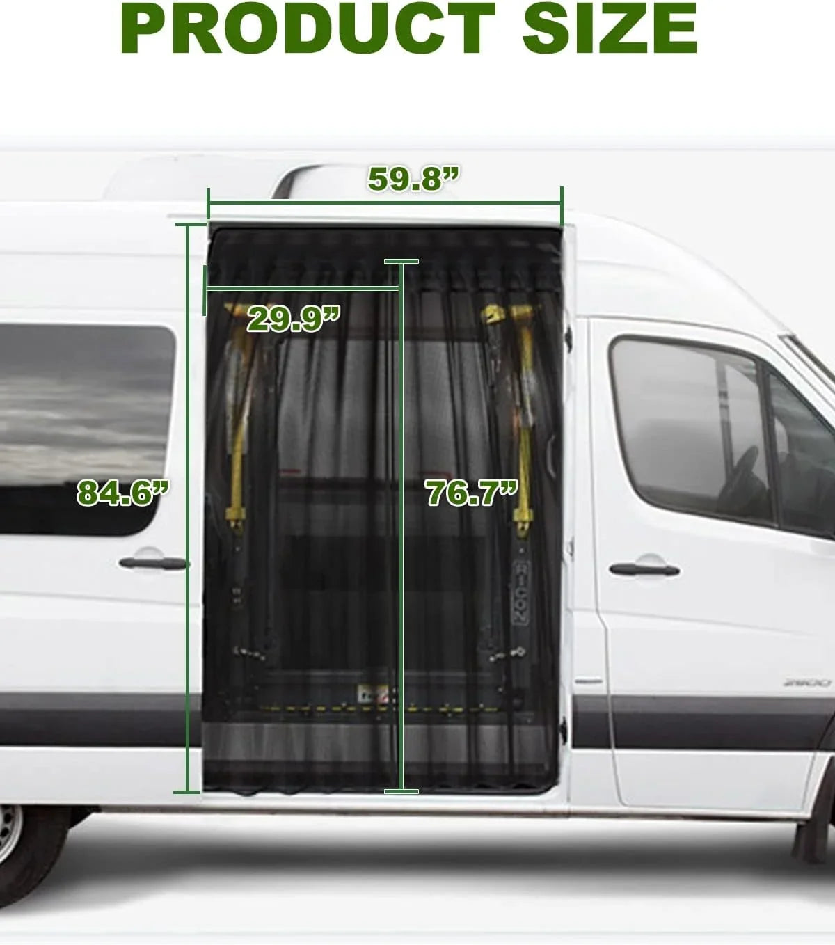 ELITEWILL Side Sliding Door Bug Monitor Suitable for Mercedes Benz Sprinter Van Mid and High Roof, Ford Transit, Promaster, and Other Camping Vehicles (Magnetic Suction)