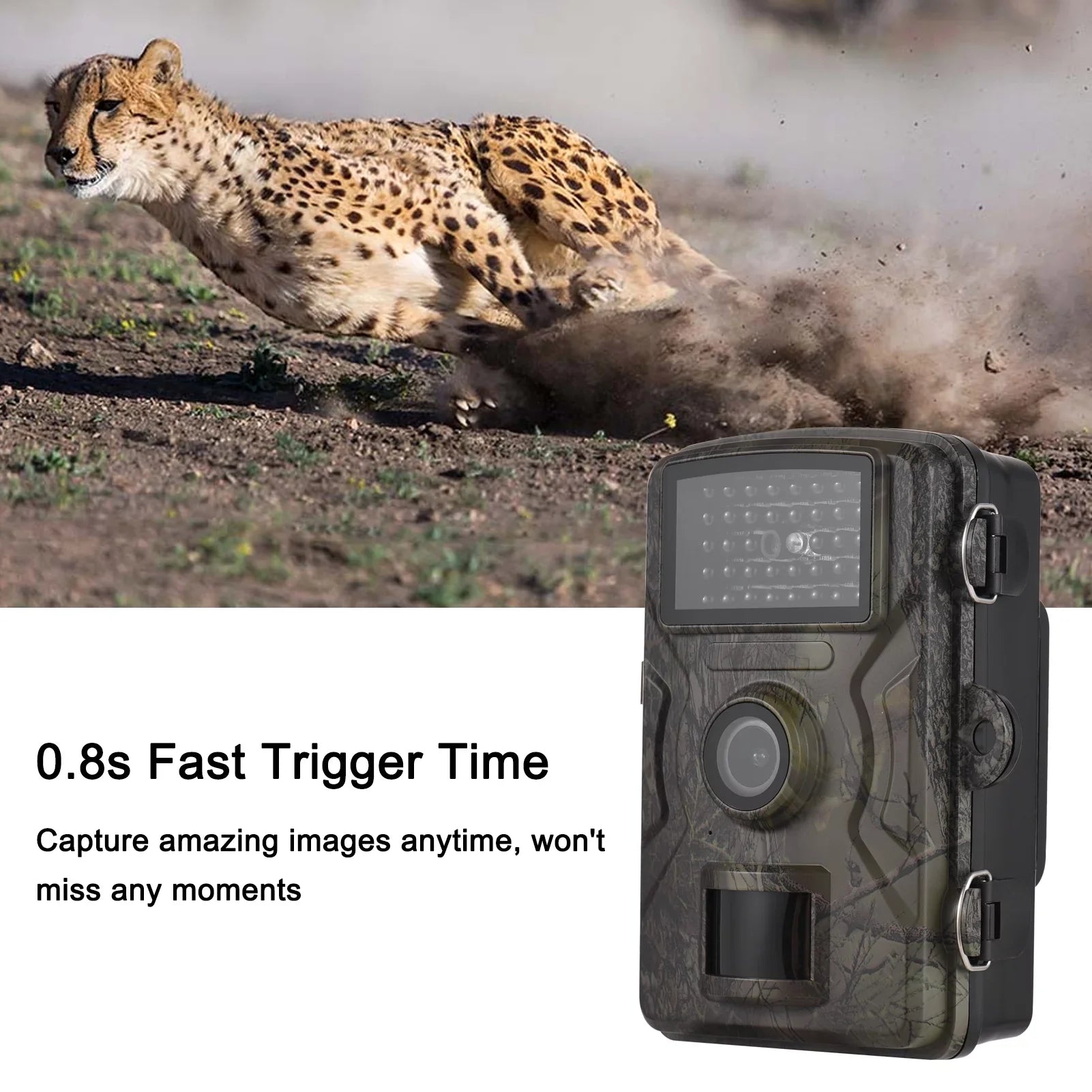 16MP 1080P Wildlife Trail Camera with 2.0 Inch TFT Color Panel - Features 0.8s Trigger Time, Infrared Night Vision, Motion Activation, and IP66 Waterproof Rating