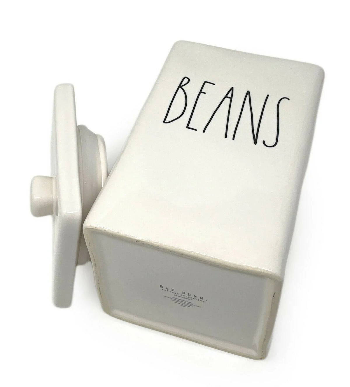 Rae Dunn by Magenta BEANS LL Letter Storage Square Canister with Lid