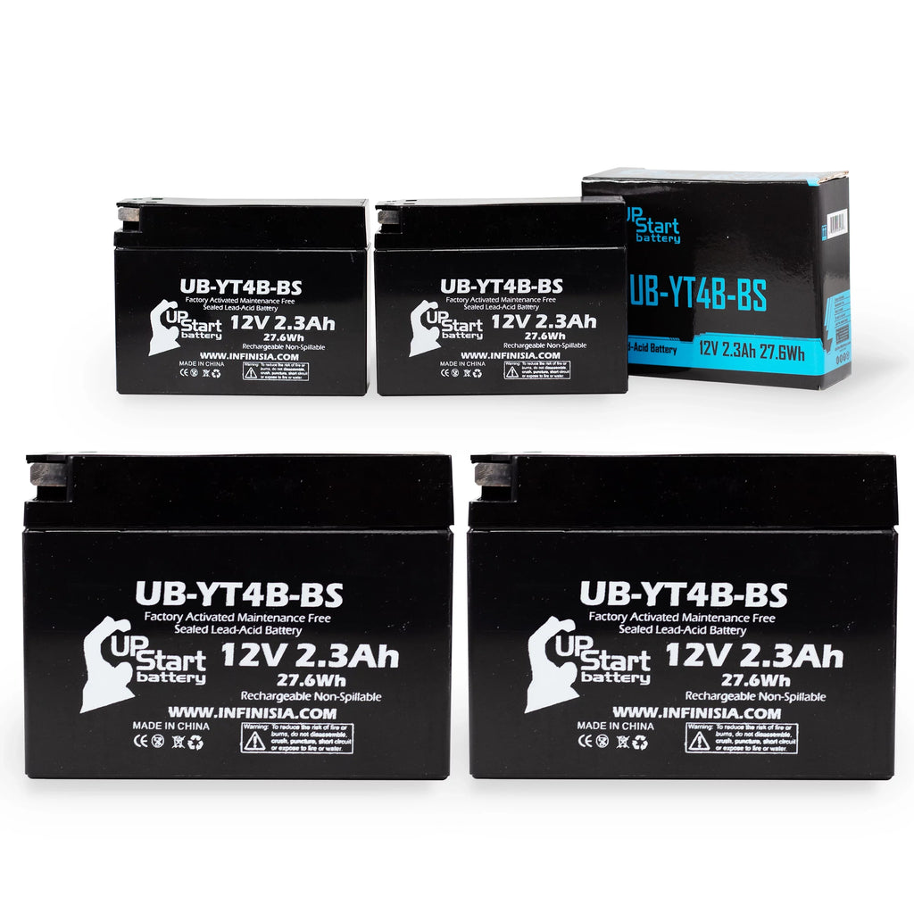 4-Pack UpStart Energy Source Replacement for 2010 Yamaha SR400 (FI) 400CC Factory Activated, Maintenance Free, Motorcycle Energy Source - 12V, 2.3Ah, UB-YT4B-BS