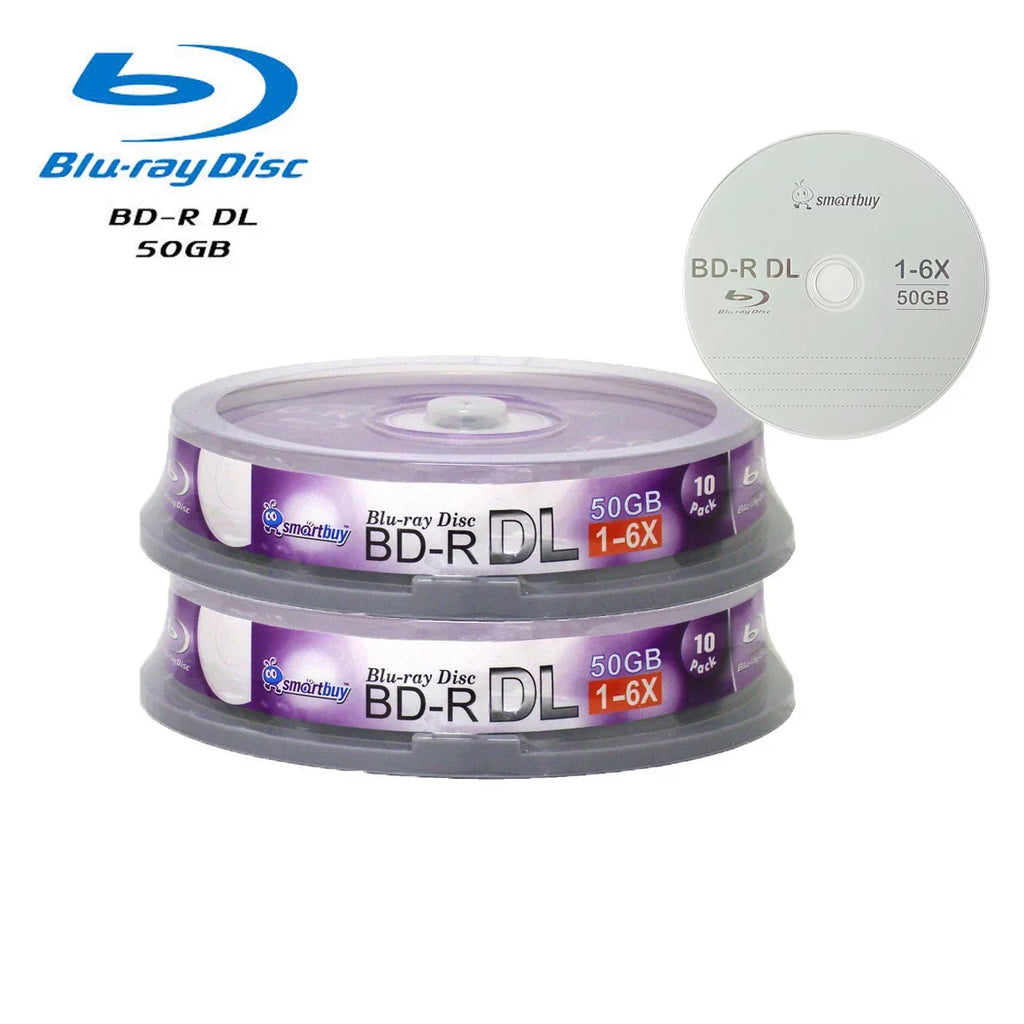 Smart Buy 20-Disc 50GB 6x Blu-ray BD-R Dl Layer Double Layer Logo Top Surface Blank Data Video Recordable Media Disc