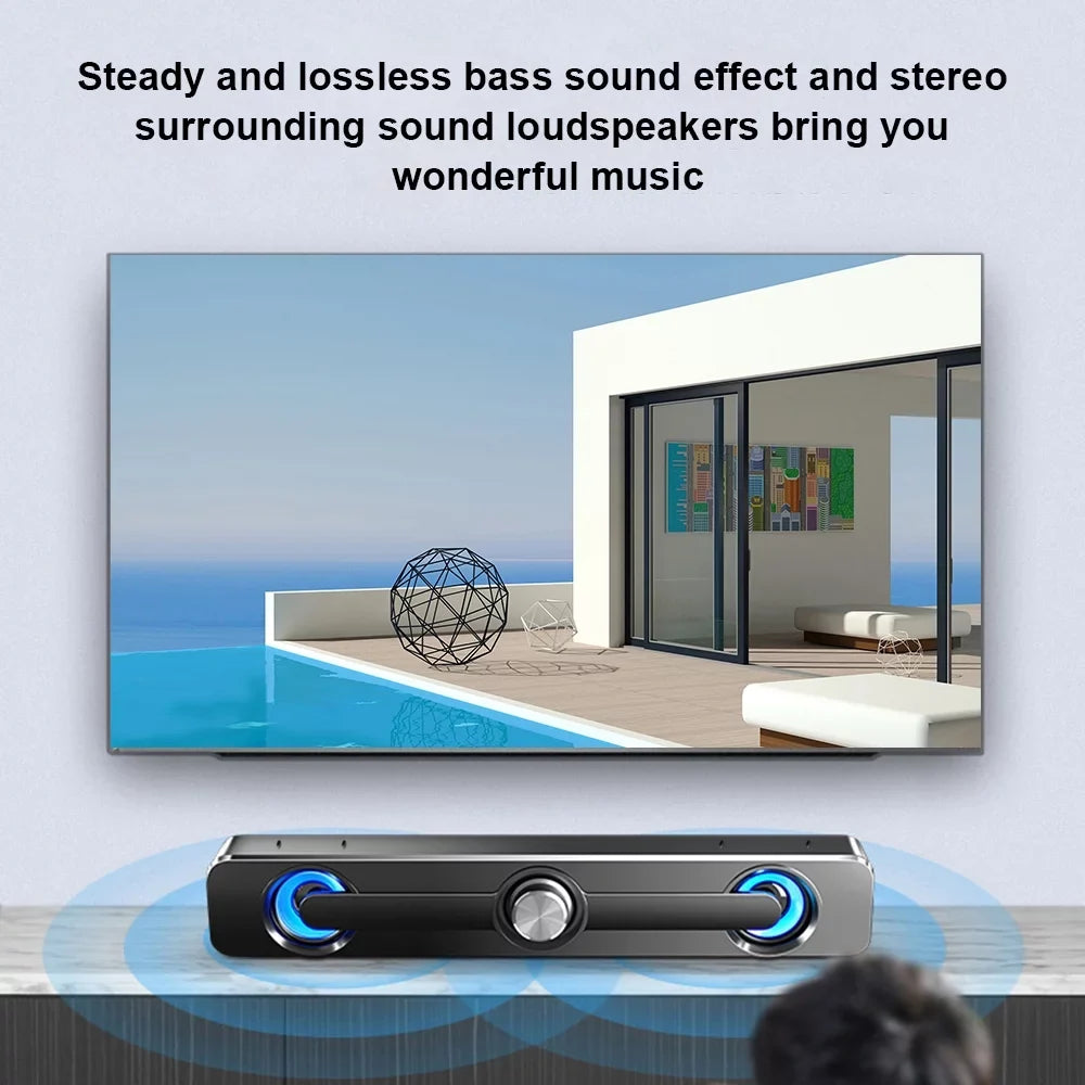 Radirus V-111 Computer Speaker, USB Wired Powerful Bar Stereo Subwoofer Bass Speaker, Surround Sound Box for PC Phone Tablet MP3 MP4, Audio Equipment for Home Theater-Like Audio Quality