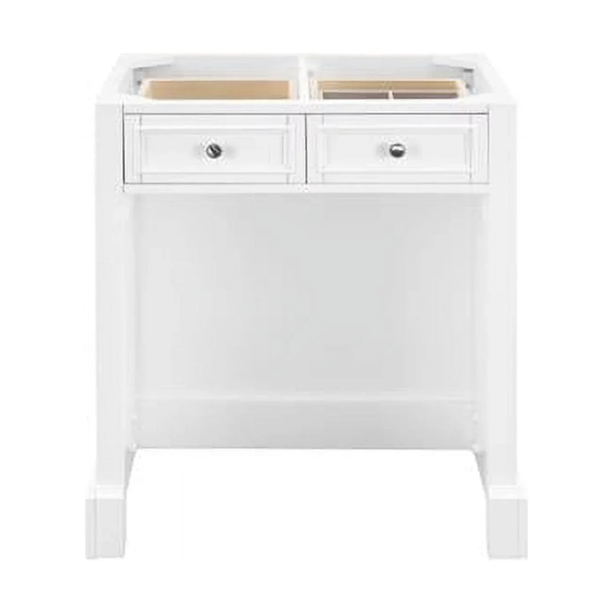 James Martin Furniture 30 in. De Soto Makeup Countertop Unit with 3 CM Grey Expo Quartz Top, Bright White