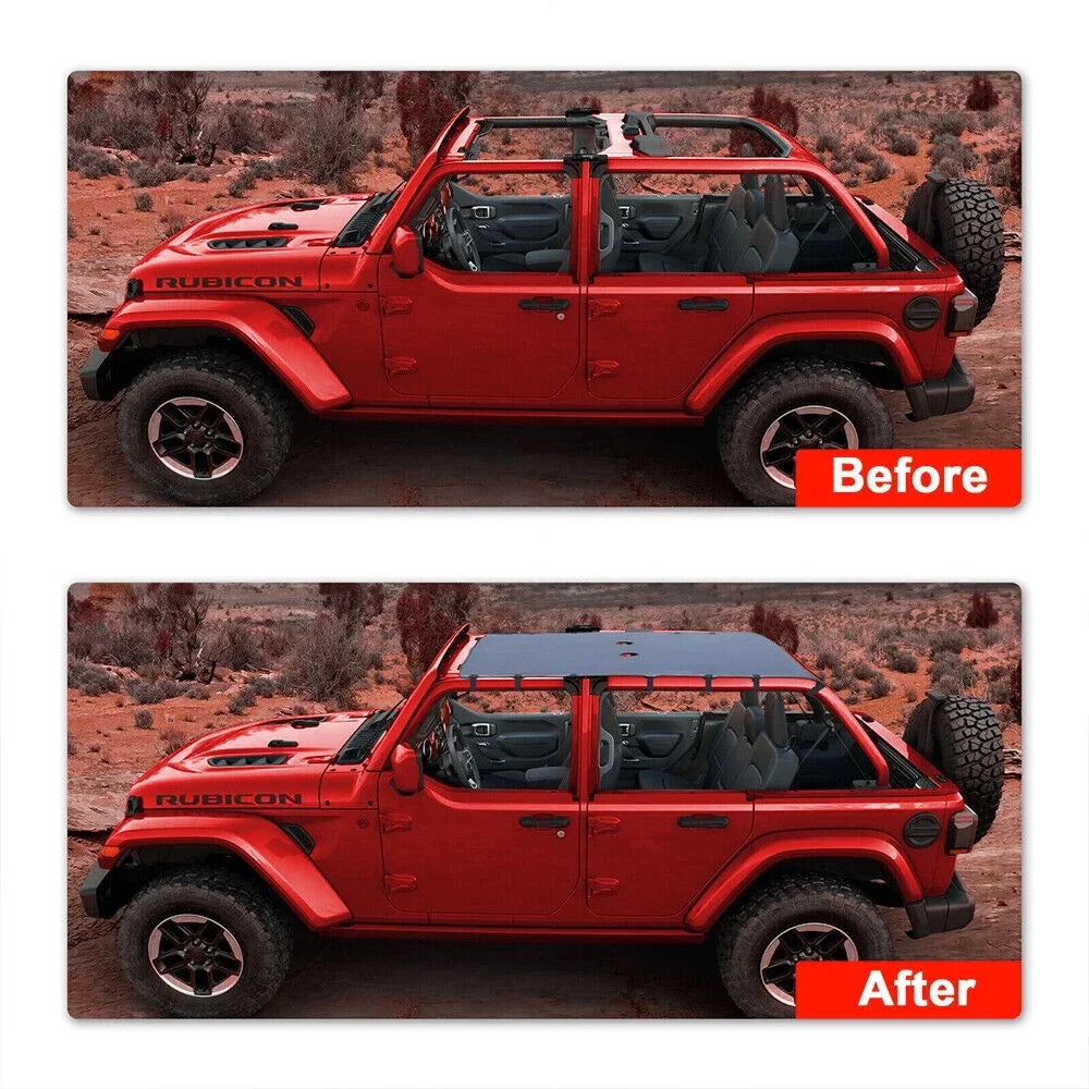 Paddsun For Jeep Wrangler JK JKU 07-2018 Waterproof Leather Sunshade Top Roof Cover