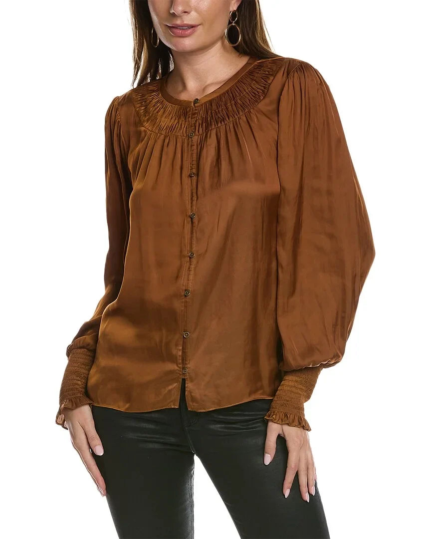 Storage Brook womens Isla Blouse, S, Brown