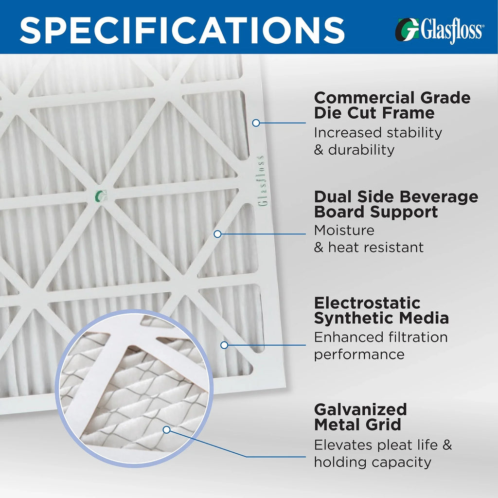 12 Pack of 18x24x2 MERV 10 Pleated 2" Inch Air Filters by Glasfloss. Actual Size: 17-1/2 x 23-1/2 x 1-3/4