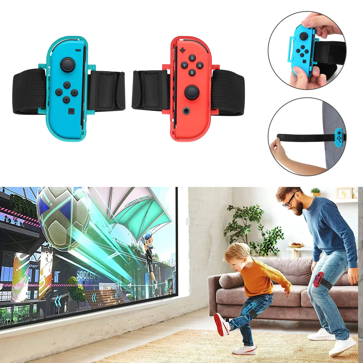 TSV 10-in-1 Switch Sports Games Accessories Kit for Nintendo Switch/OLED, Family Accessories Kit with Tennis Racket, Swords, Golf Clubs Grip, Bowling Grip, Leg/Wrist Strap