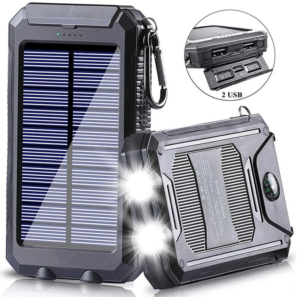 500000mAh USB External Solar Power Bank LED Power Unit Charger for Cell Phone