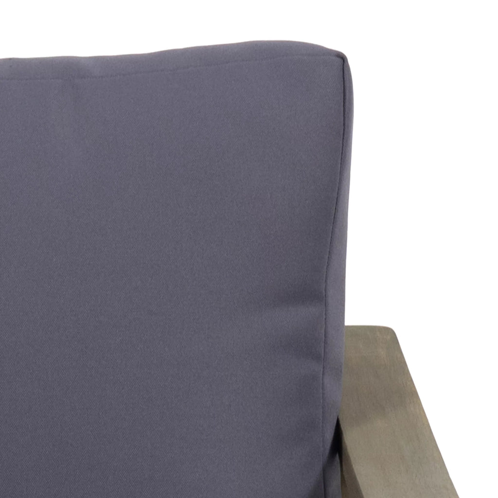 GDF Studio Johnlucas Outdoor Acacia Wood 4 Seater Chat Set with Cushions, Gray and Dark Gray