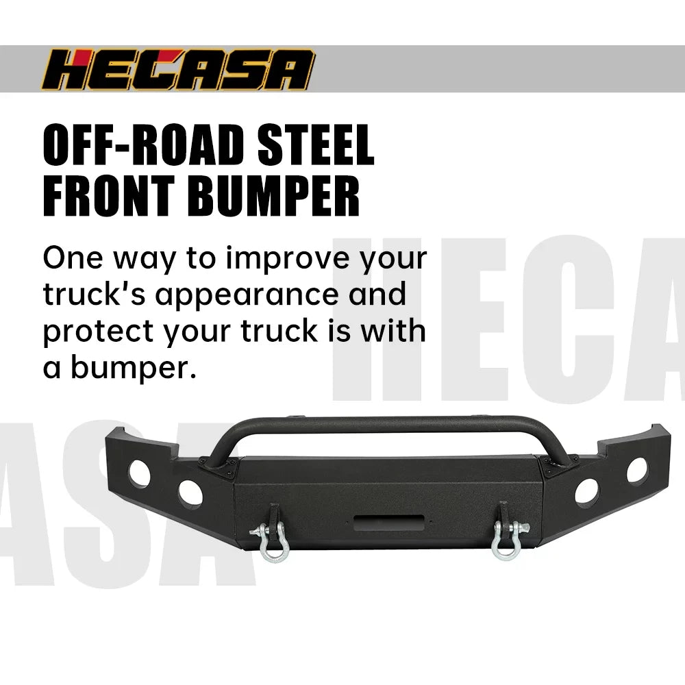 HECASA Front Bumper W/ D-Rings for 2007-2013 Chevy Silverado 1500 Push Bar 3-Piece Modular 2008 2009 2010 2011 2012 2013