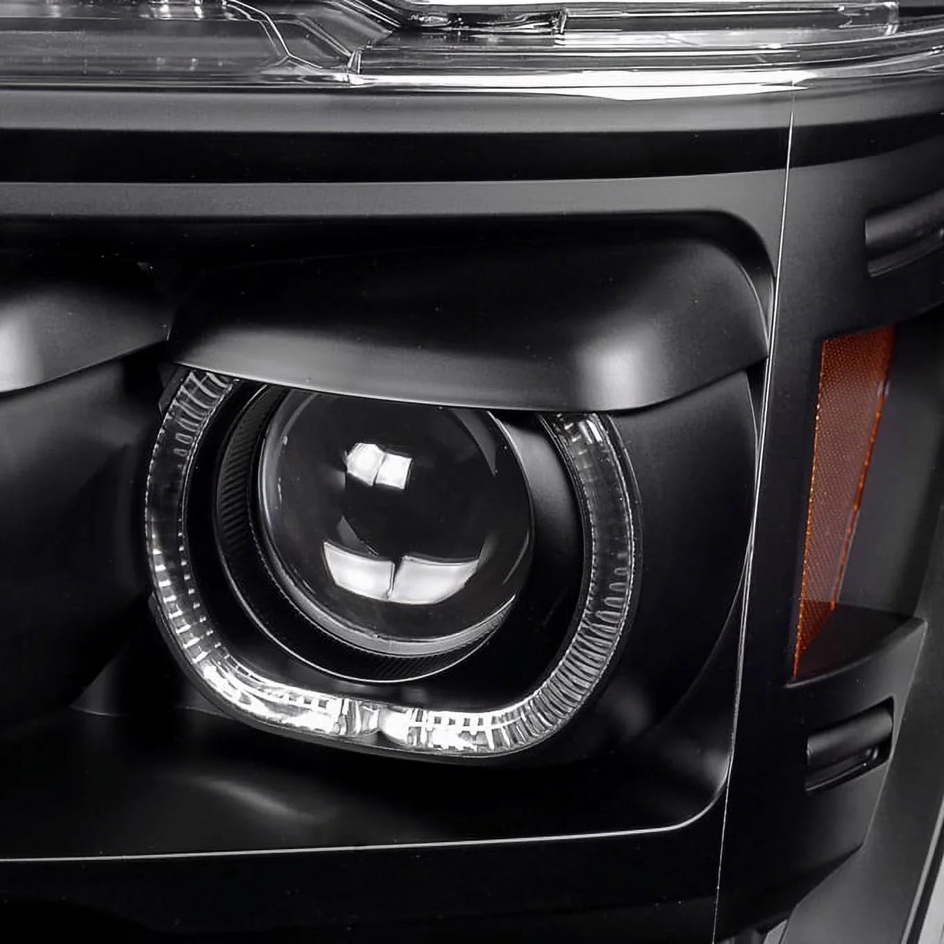 AKKON - For [ LED Halo Ring] 09-14 F150 F-150 Pickup Truck Black Projector Headlights + LED Tail light Set