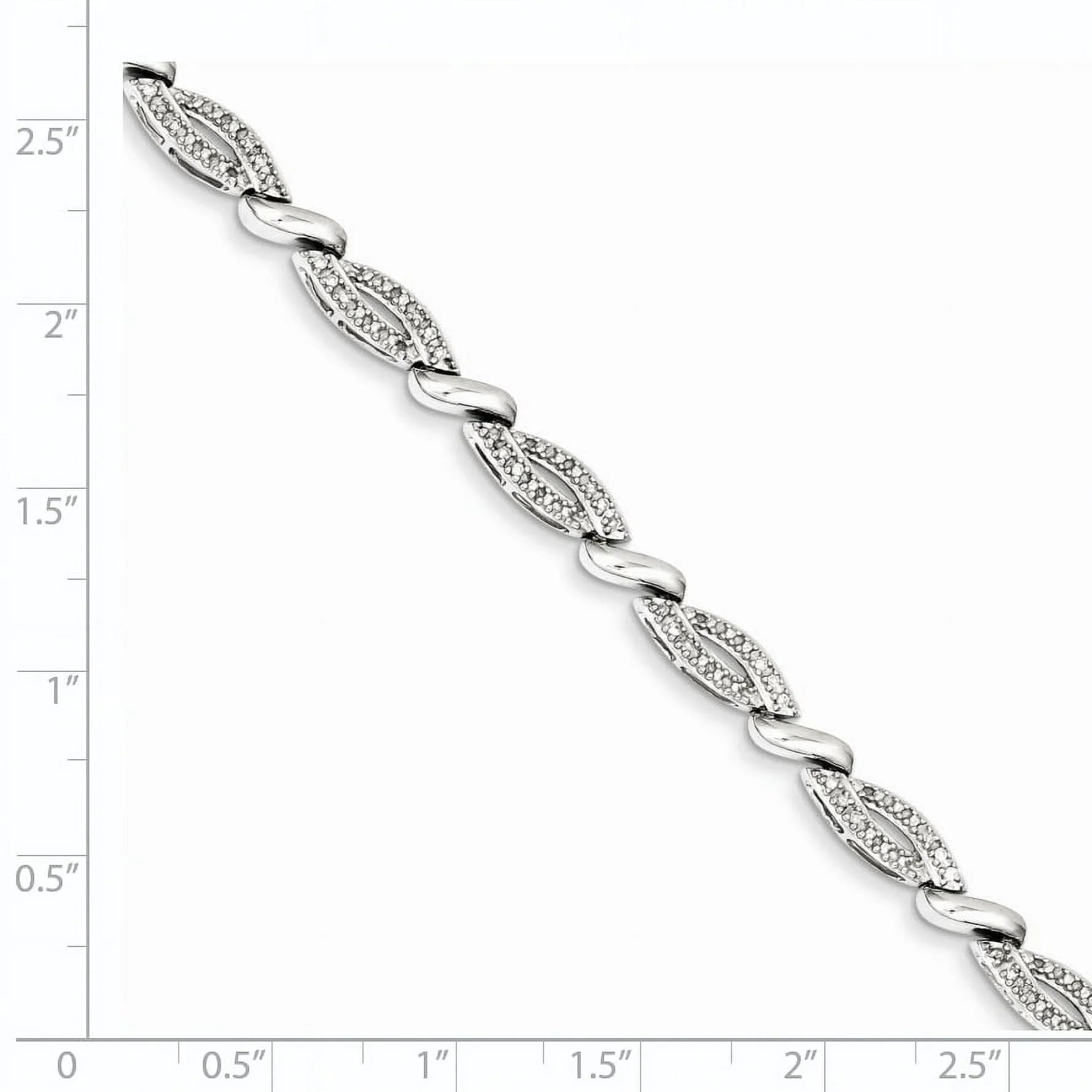 Sterling Silver Rhodium Plated Diamond Bracelet. Carat Wt- 0.25ct