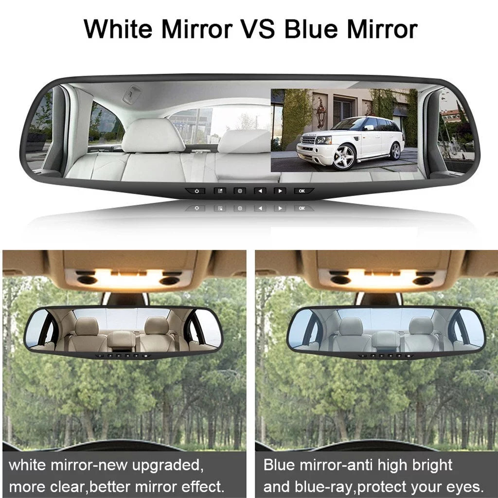 1 Pack 1080P Rearview Mirror Car Camera 4.3" Dash Cam for Cars Trucks,170°Wide Angle Lens Car Cam Front Rear DVR Monitor, Night Vision,Parking Monitor,Motion Detection,G-sensor