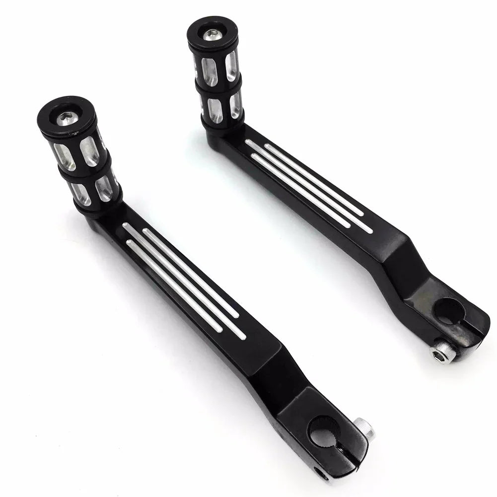 HTT- Style 009C- Motorcycle Black Aluminum Heel Toe Shift Levers/Gear Shift Pedal Levers w/ Shifter Pegs For Harley Davidson Fat Boy FLSTF 1980 and later