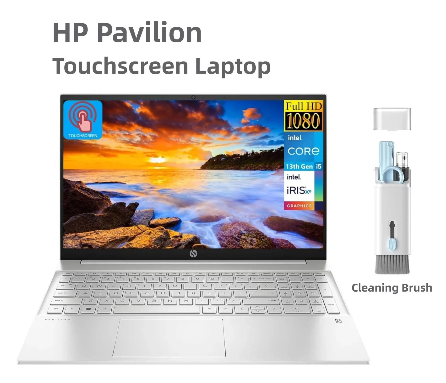 HP Pavilion Business , 15.6" FHD Monitor 13th Gen Central Unit -1335U(Beats i7-1270P), 16GB Random Access Memory 512GB Solid Storage Iris Xe Graphic, Backlit KB, WiFi 6, Win 11, with Cefesfy Cleaning Brush