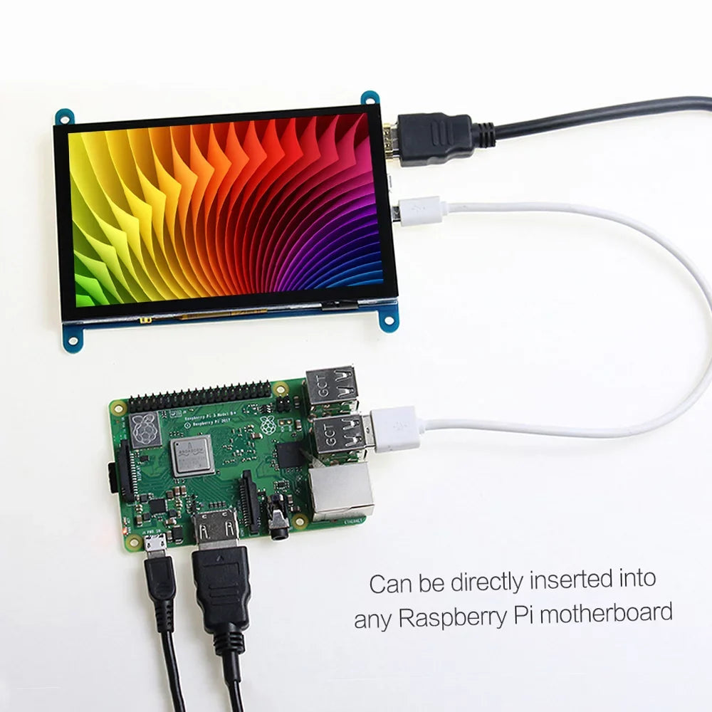 walmeck 5 Inch Capacitive Display Display 800*480 Resolution Small Portable with USB Interface Compatible with Raspberry Pi Educational Tool