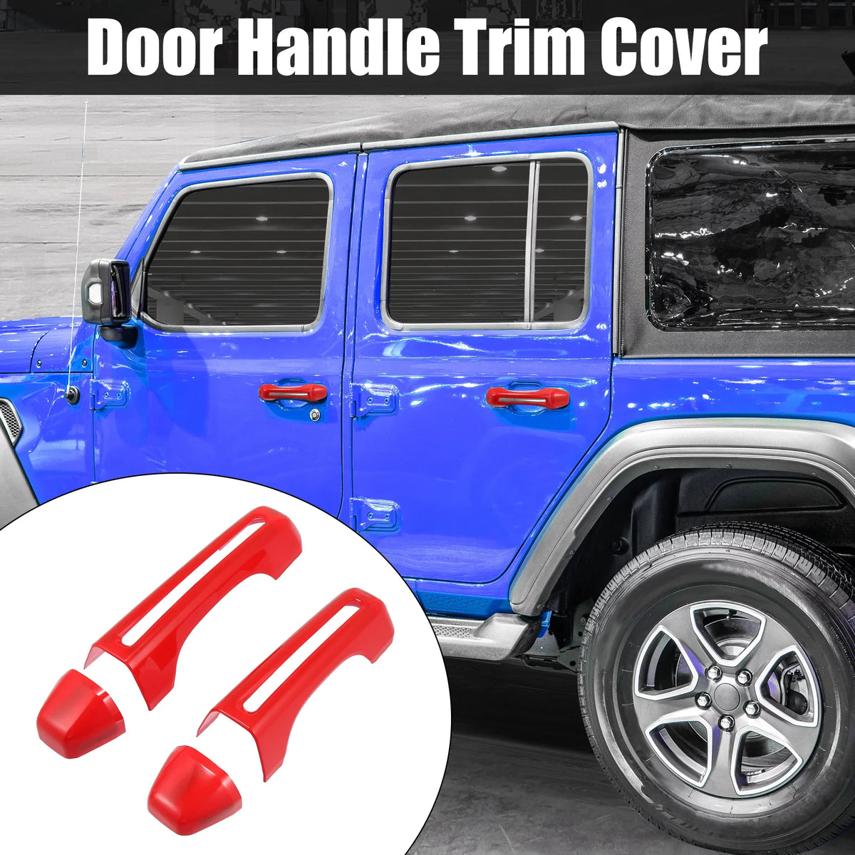 Red Door Handle Trim Cover Kit and Tailgate Handle Cover for Jeep Wrangler JL JLU 2 & 4 Doors 2018-2021
