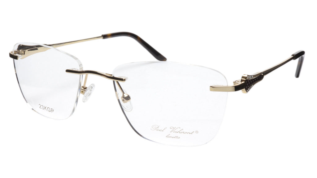 Paul Vosheront Tapered Square Gold & Black Acetate Optical Random Access Memory 52-18-135 37
