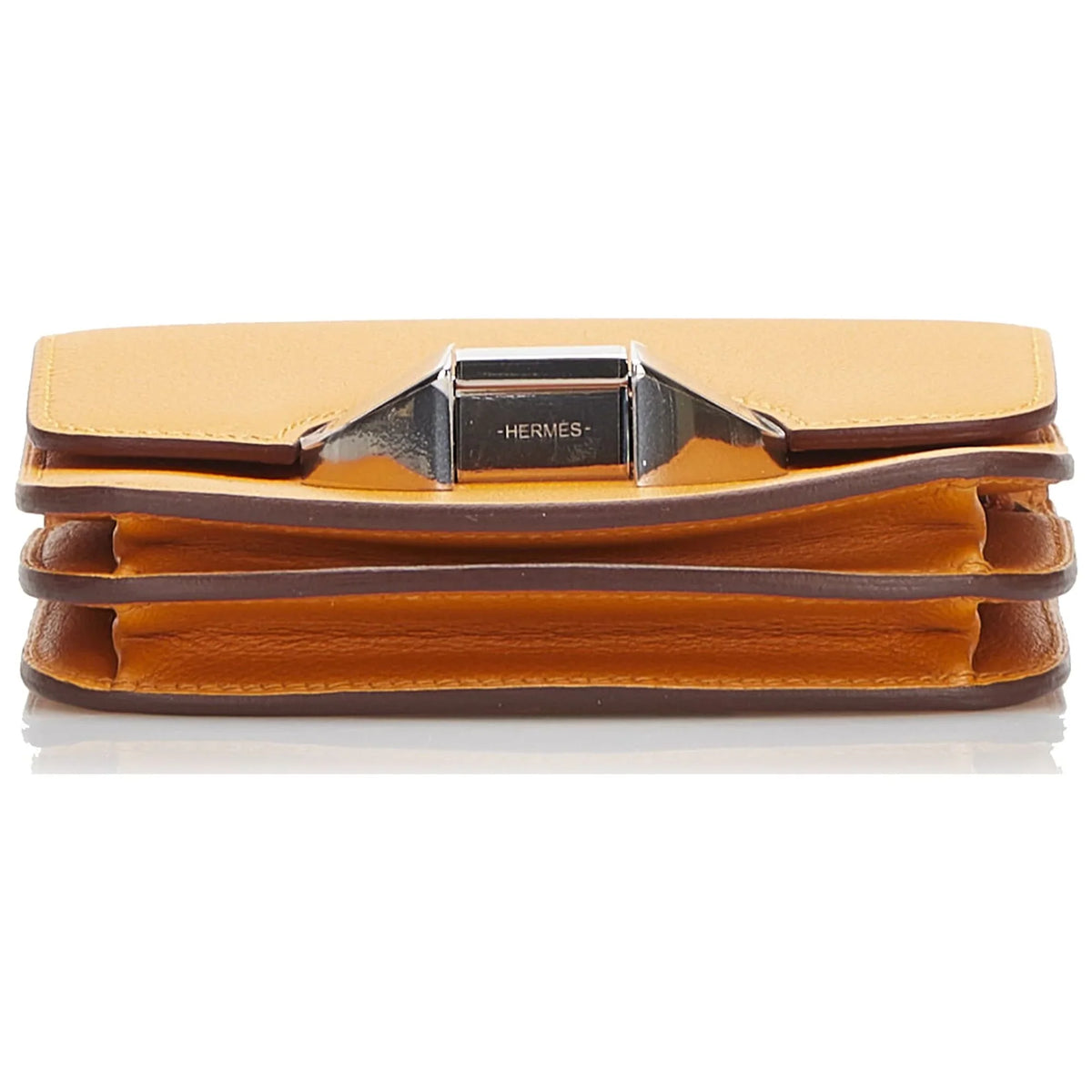 Pre-Owned Authenticated Hermès 2002 Wallet Calf Leather Orange Small Wallets Unisex (Good)