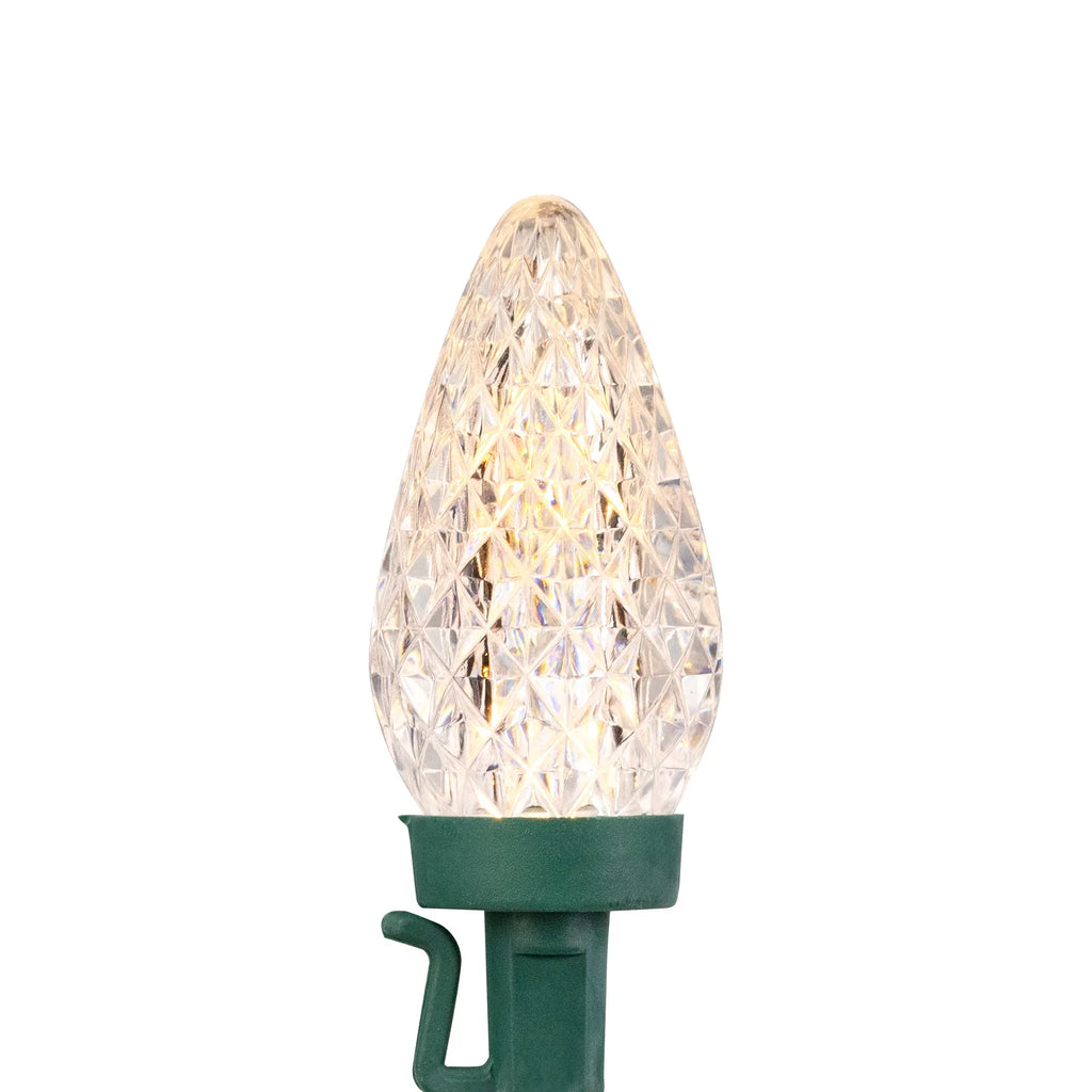 Northlight 100ct Warm White LED Faceted C9 Christmas Lights, 66ft Green Wire
