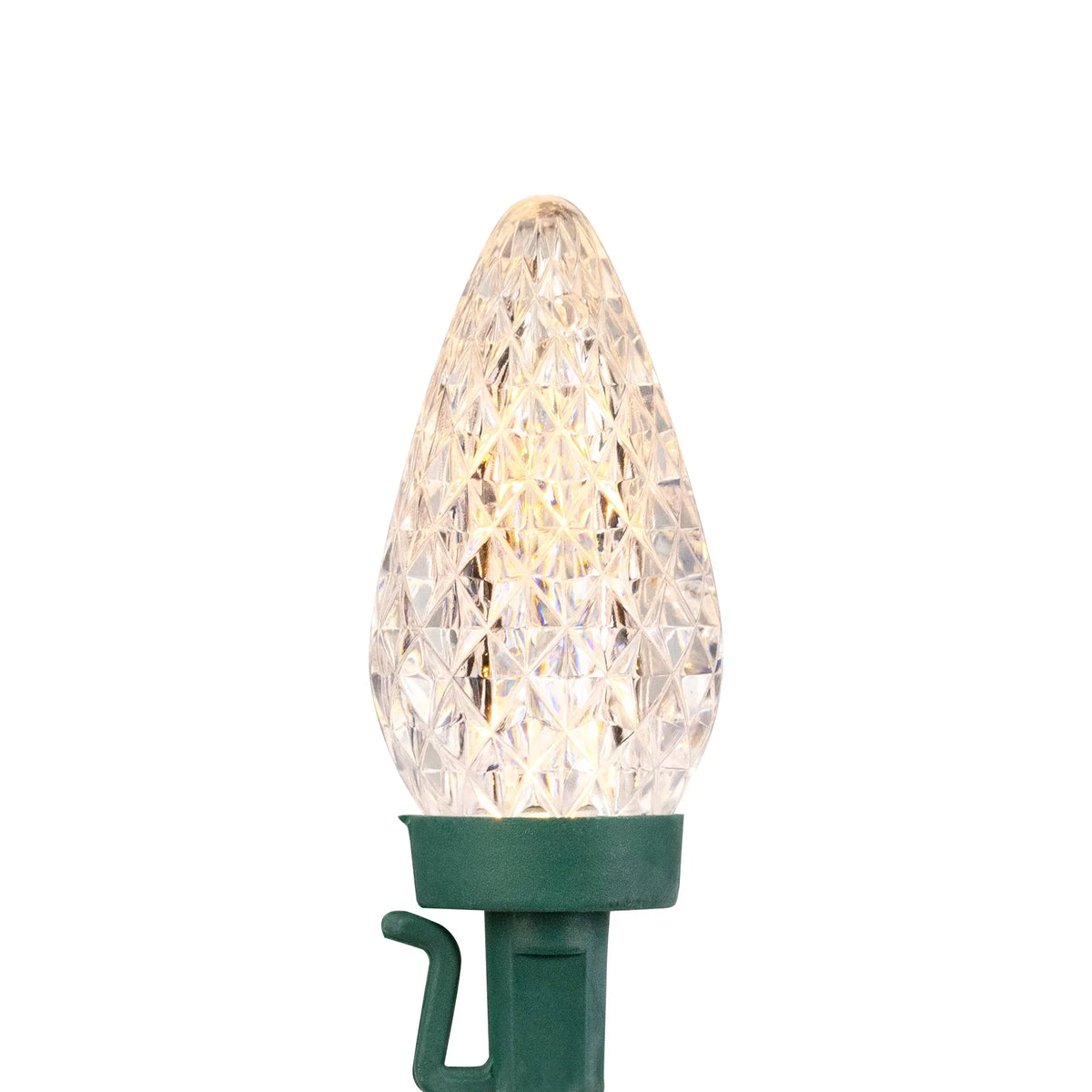 Northlight 100ct Warm White LED Faceted C9 Christmas Lights, 66ft Green Wire