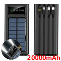 Solar-Charger-Power-Bank - Portable Charger,20000mAh 4 Qi Charger Solar Panel Built-in 3 Kinds Output Cable and LED Flashlights