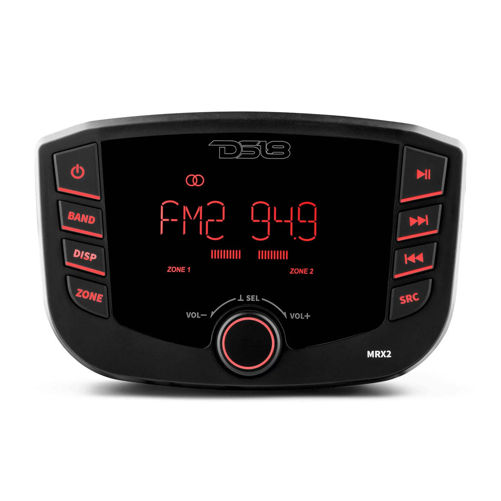 DS18 MRX2 HYDRO Round Marine Headunit with 2 Zones, RGB Lights, and Bluetooth